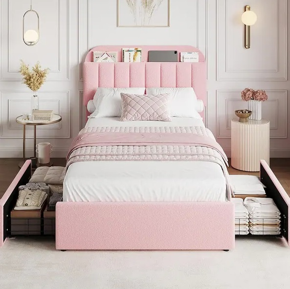 boucle-bed-pink-storage-drawers